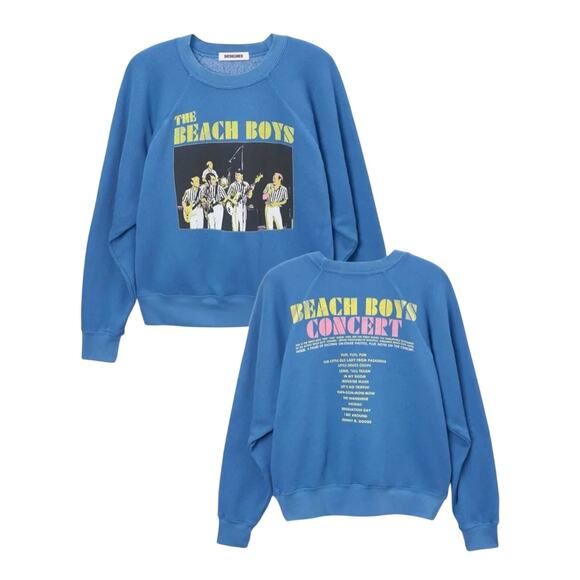 DAYDREAMER The Beach Boys Concert Washed Cobalt Raglan Crew New w/ Tag MSRP $146 - Picture 10 of 15